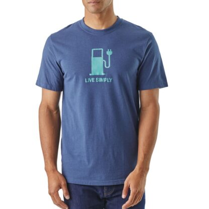 Patagonia Mens Live Simply Power Responsibili-Tee Dolomite Blue worn front