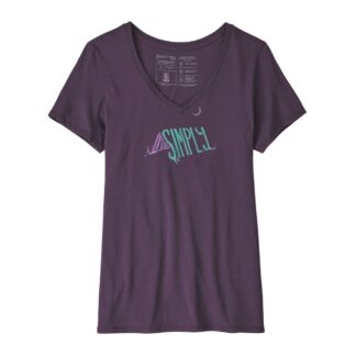 Patagonia Womens Live Simply Sleeping Out Organic V-Neck T-Shirt Piton Purple
