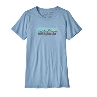 Patagonia Womens Pastel P-6 Logo Cotton Crew T-Shirt Railroad Blue